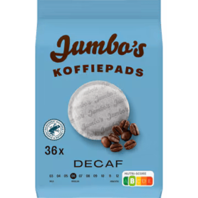 Jumbo caffeinevrije koffiepads 36st.